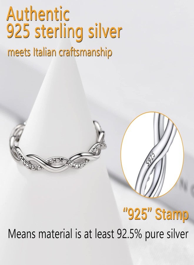 PROSILVER Silver Twist Ring Size 7 Stackable Knuckle Eternity Band Rope Cute Simple Rings Women Sterling Silver Jewelry - Image 4